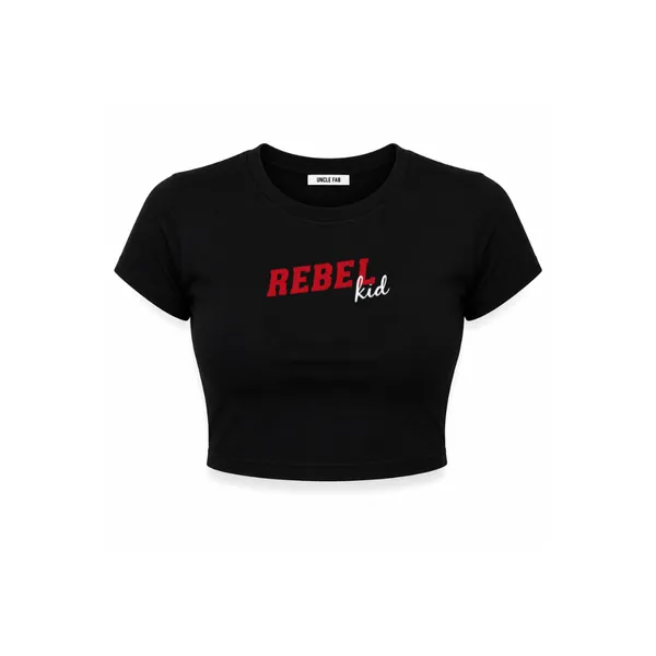 Black_Cotton_Lycra_Rebel_Kid_Fitted_Crop_Top_for_Women