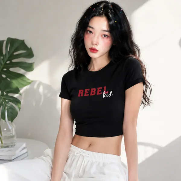 Black_Cotton_Lycra_Rebel_Kid_Fitted_Crop_Top_for_Women