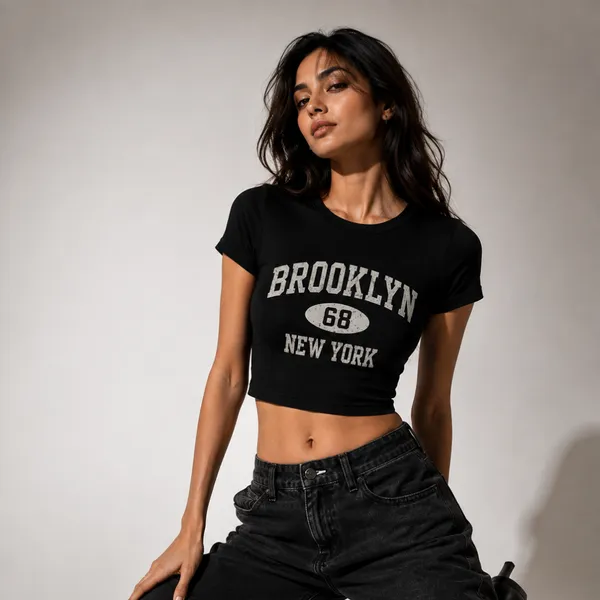 Black_Cotton_Lycra_Relaxed_Brooklyn_Tee_Graphic_Print_Crop_Top_For_Women
