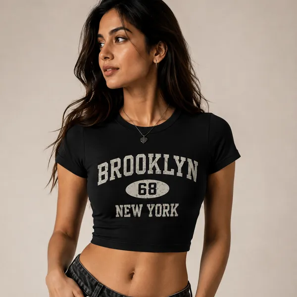 Black_Cotton_Lycra_Relaxed_Brooklyn_Tee_Graphic_Print_Crop_Top_For_Women