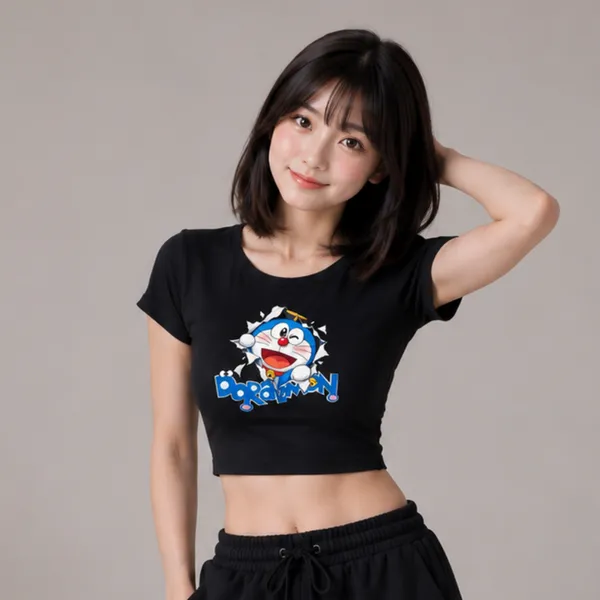 Black_Cotton_Lycra_Relaxed_Doraemon_Baby_Tee_Graphic_Print_Crop_Top_For_Women