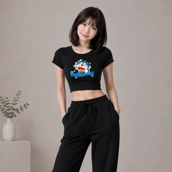 Black_Cotton_Lycra_Relaxed_Doraemon_Baby_Tee_Graphic_Print_Crop_Top_For_Women