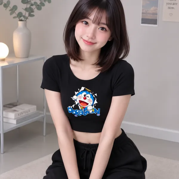 Black_Cotton_Lycra_Relaxed_Doraemon_Baby_Tee_Graphic_Print_Crop_Top_For_Women