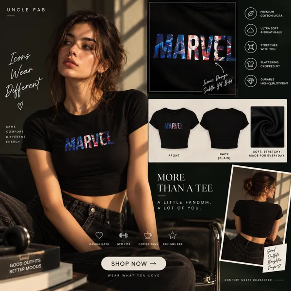 Black_Cotton_Lycra_Relaxed_Marvel_Graphic_Print_Crop_Top_For_Women
