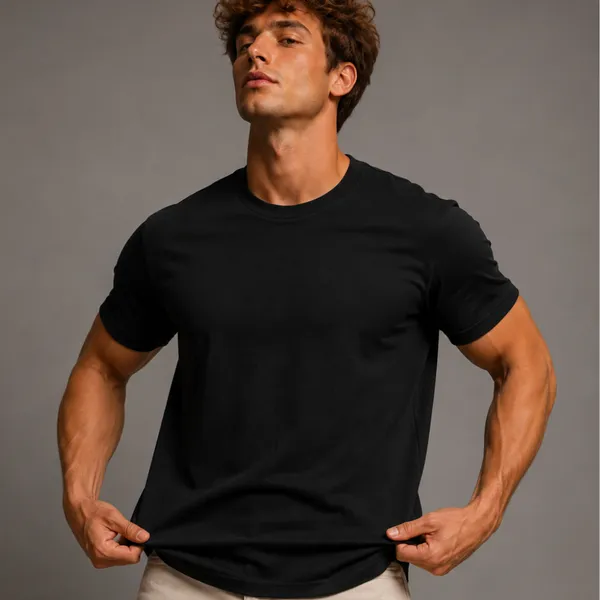 Black_Cotton_Lycra_Relaxed_Plain_Tshirt_For_Men