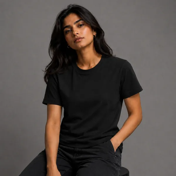 Black_Cotton_Lycra_Relaxed_Plain_Tshirt_For_Women