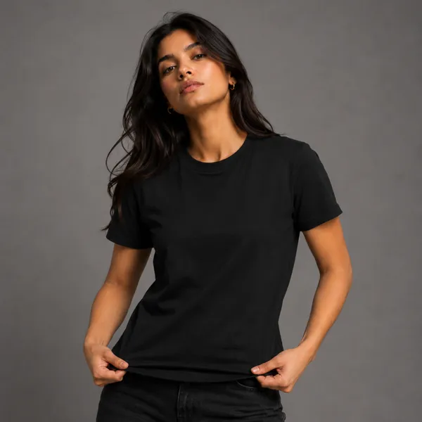 Black_Cotton_Lycra_Relaxed_Plain_Tshirt_For_Women