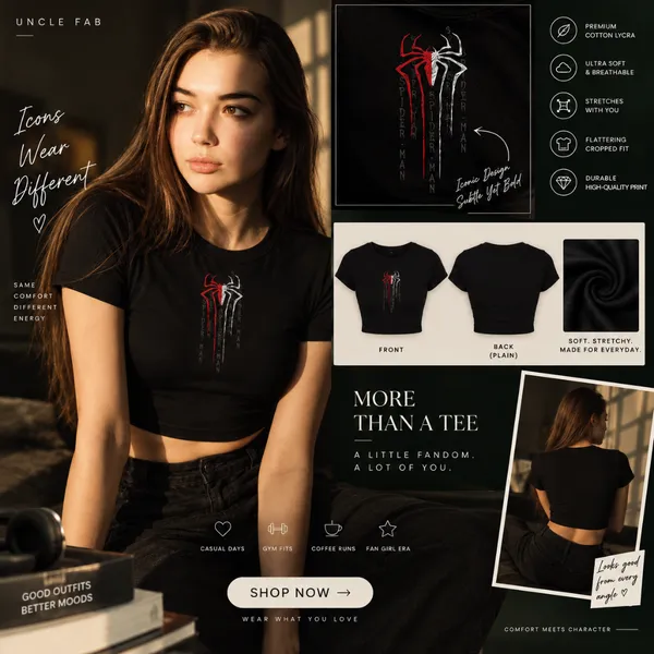 Black_Cotton_Lycra_Relaxed_Spiderman_Graphic_Print_Crop_Top_For_Women