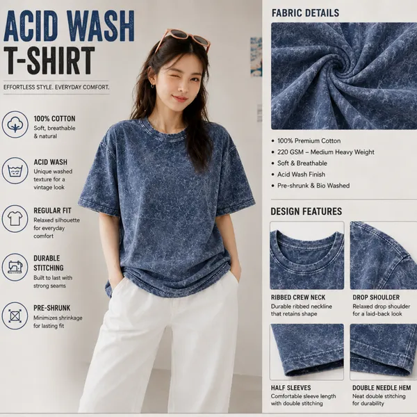Blue_Relaxed_Plain_Acid_Wash_Tshirt_For_Women