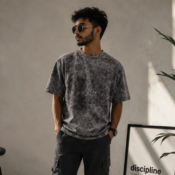 Grey_Relaxed_Plain_Acid_Wash_Tshirt_For_Men