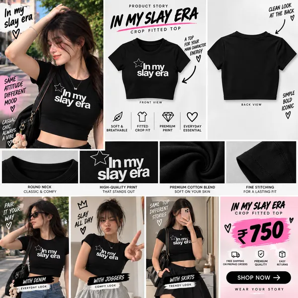 In_My_Slay_Era+Playful_Eyes_Black_Crop_Top_Combo_For_Women