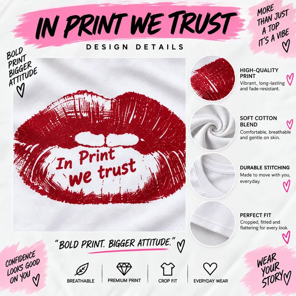 Inprint_We_Trust+Barbie_White_Crop_Top_Combo_For_Women