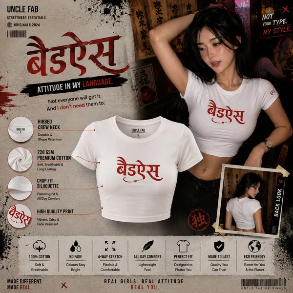 White_Cotton_Lycra_BADASS_Fitted_Crop_Top_for_Women
