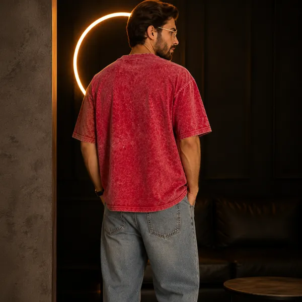 Red_Relaxed_Plain_Acid_Wash_Tshirt_For_Men