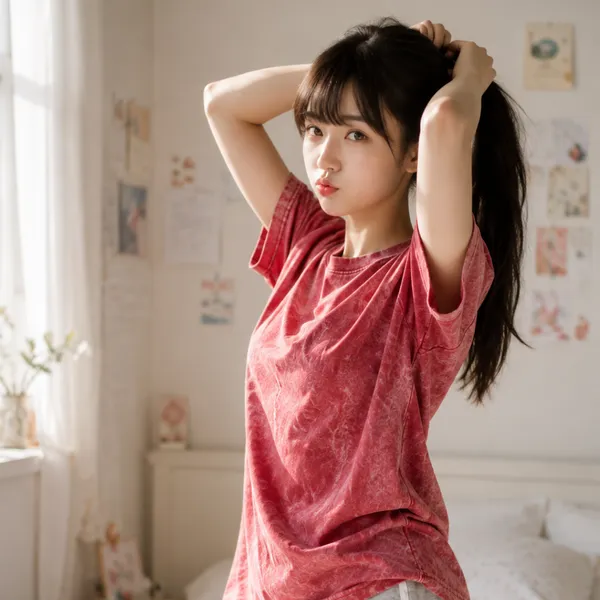 Red_Relaxed_Plain_Acid_Wash_Tshirt_For_Women