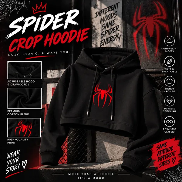 Spiderman_Crop_top+_Spiderman_Crop_Hoodie_Combo_For_Women