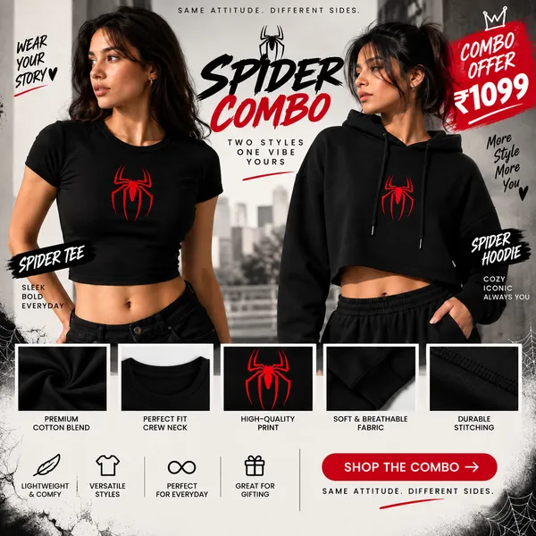 Spiderman_Crop_top+_Spiderman_Crop_Hoodie_Combo_For_Women