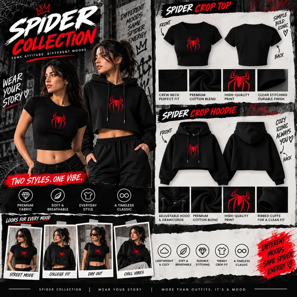 Spiderman_Crop_top+_Spiderman_Crop_Hoodie_Combo_For_Women
