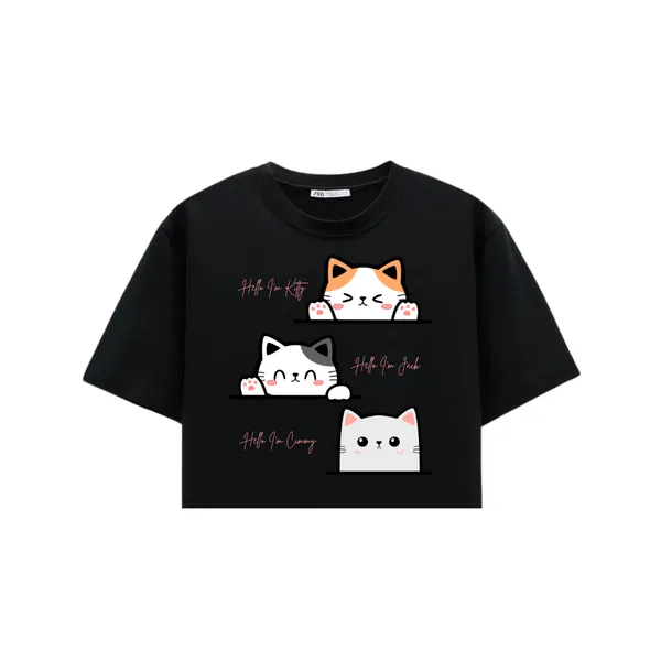 Black_Cotton_Lycra_Relaxed_Cute_Cat_Graphic_Print_Crop_Top_For_Women