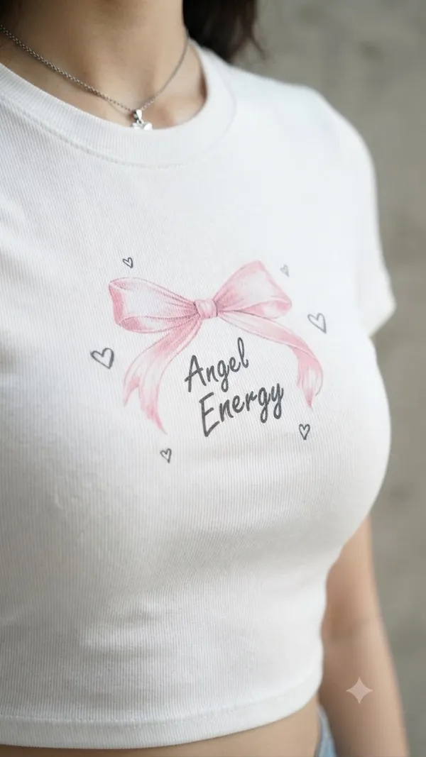 White_Cotton_Lycra_Angel_energy_Graphic_Print_Crop_Top_For_Women