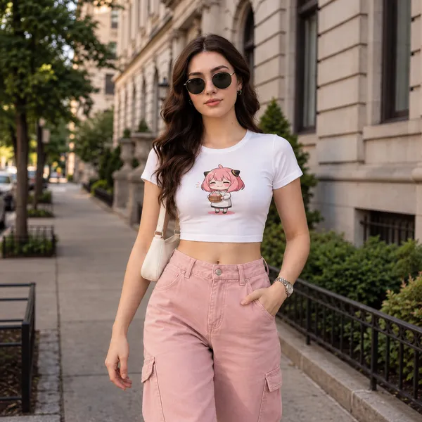 White_Cotton_Lycra_Anime_Graphic_Print_Crop_Top_For_Women