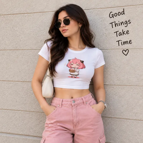 White_Cotton_Lycra_Anime_Graphic_Print_Crop_Top_For_Women