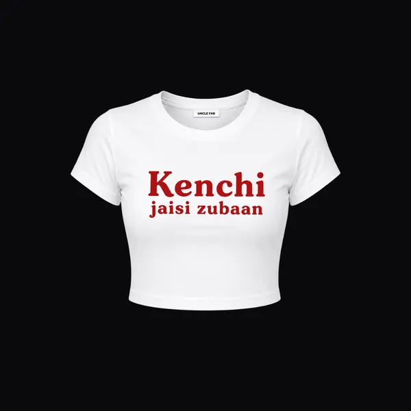 White_Cotton_Lycra_Kenchi_jaisi_zubaan_Fitted_Crop_Top_for_Women