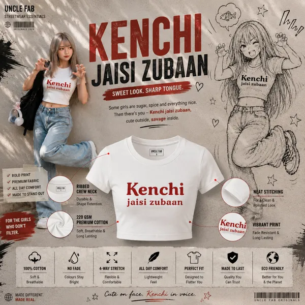 White_Cotton_Lycra_Kenchi_jaisi_zubaan_Fitted_Crop_Top_for_Women