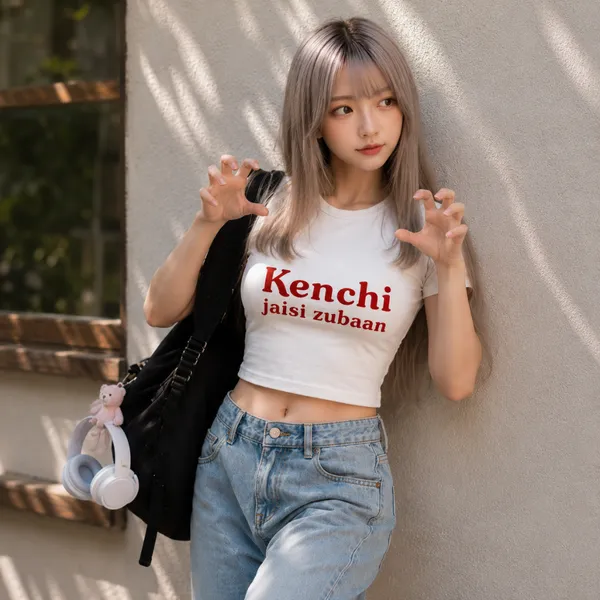 White_Cotton_Lycra_Kenchi_jaisi_zubaan_Fitted_Crop_Top_for_Women