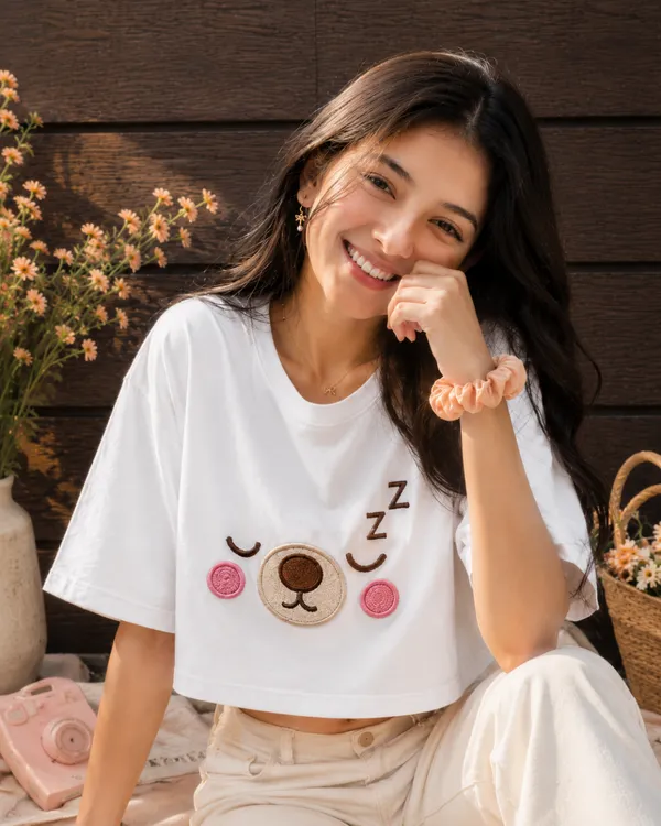 White_Cotton_Lycra_Oversized_Sleepy_Bear_Graphic_Print_Crop_Top_For_Women