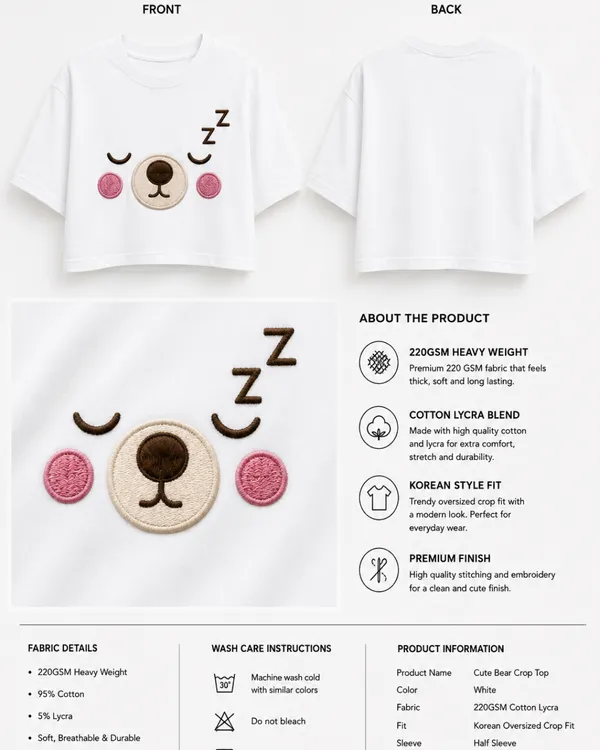 White_Cotton_Lycra_Oversized_Sleepy_Bear_Graphic_Print_Crop_Top_For_Women