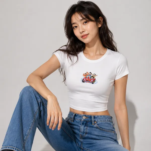 White_Cotton_Lycra_Relaxed_Doraemon_and_friends_Graphic_Print_Crop_Top_For_Women
