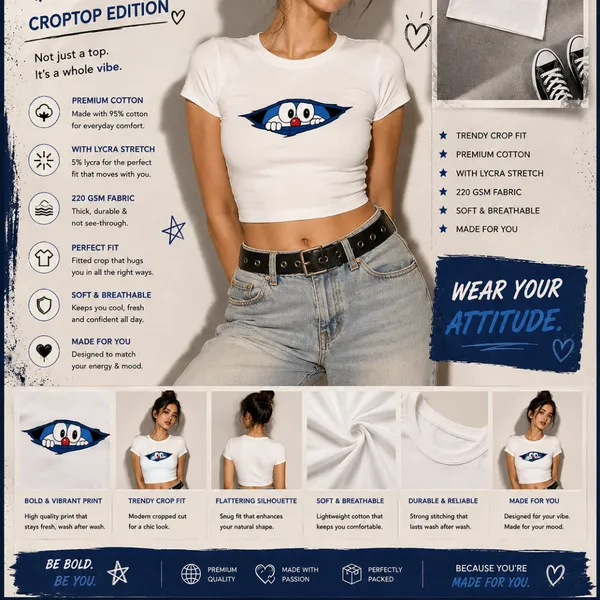 White_Cotton_Lycra_Relaxed_Hide_and_seek_Doraemon_Baby_Tee_Graphic_Print_Crop_Top_For_Women