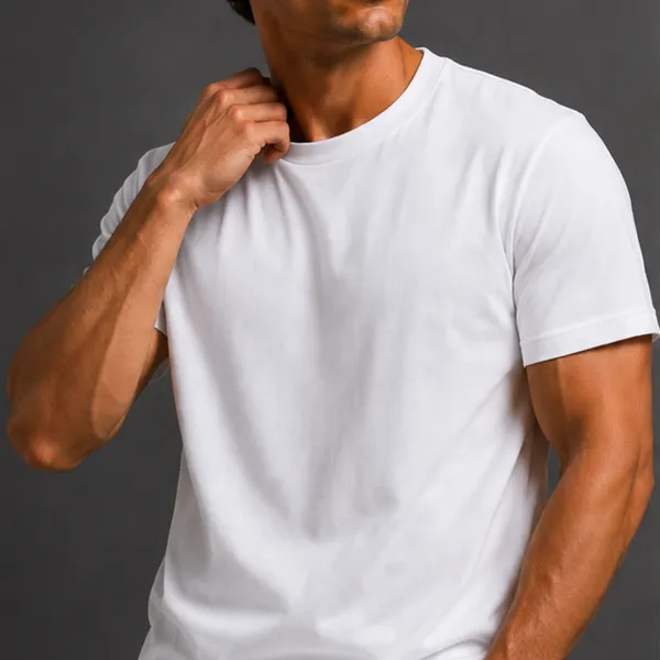 White_Cotton_Lycra_Relaxed_Plain_Tshirt_For_Men