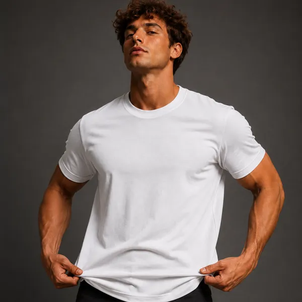 White_Cotton_Lycra_Relaxed_Plain_Tshirt_For_Men