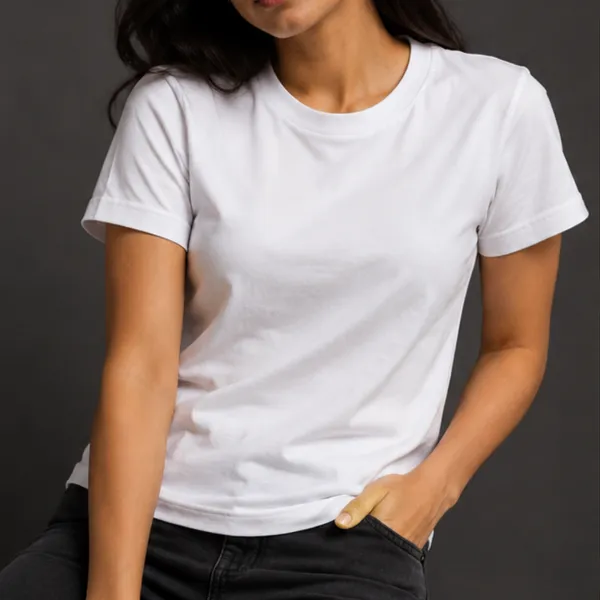 White_Cotton_Lycra_Relaxed_Plain_Tshirt_For_Women