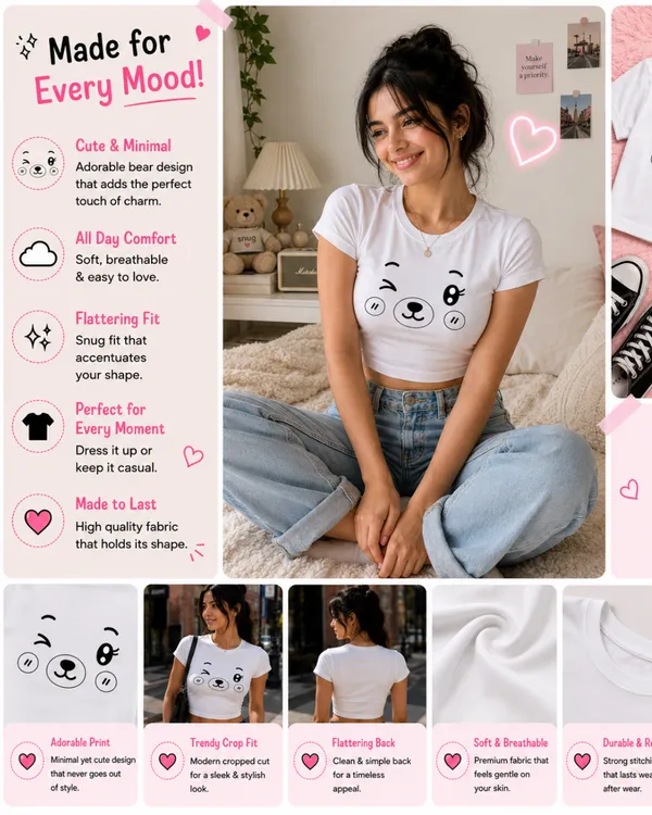 White_Cotton_Lycra_Relaxed_Winky_Bear_Baby_Tee_Graphic_Print_Crop_Top_For_Women