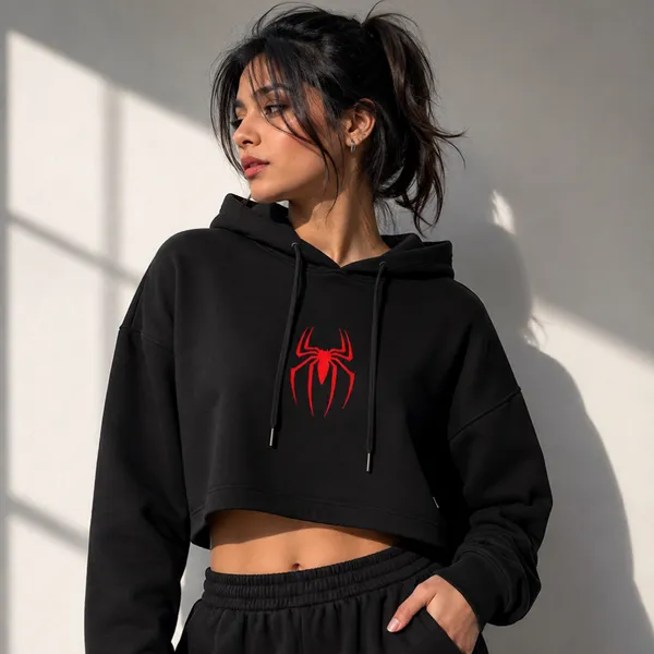 Women_Standard_Black_Spider_Graphic_Print_Cropped_Hoodie