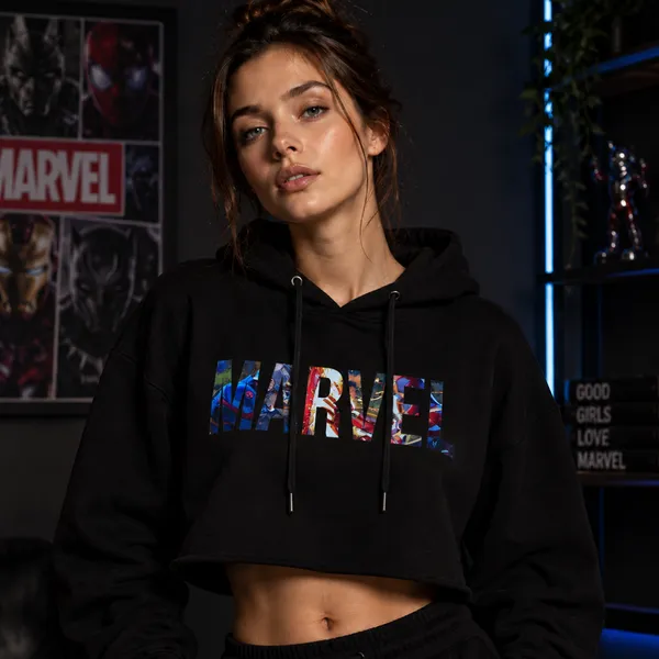 Women_Standard_Cropped_Hoodie_Black_Marvel_Graphic_Print