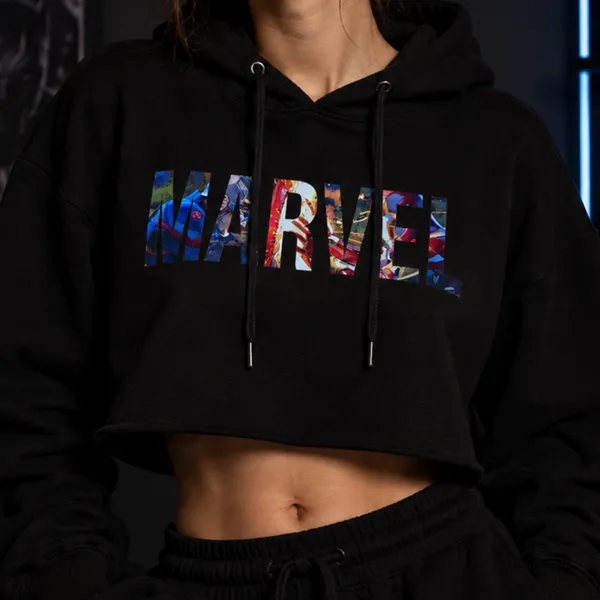 Women_Standard_Cropped_Hoodie_Black_Marvel_Graphic_Print