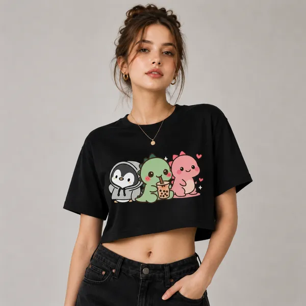 Black_Cotton_Lycra_Relaxed_Kawaii_Graphic_Print_Crop_Top_For_Women