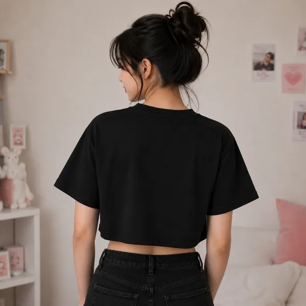 Black_Cotton_Lycra_Relaxed_Sanrio_Characters_Print_Crop_Top_For_Women