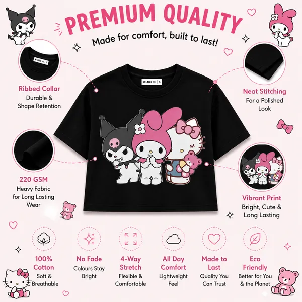 Black_Cotton_Lycra_Relaxed_Sanrio_Characters_Print_Crop_Top_For_Women