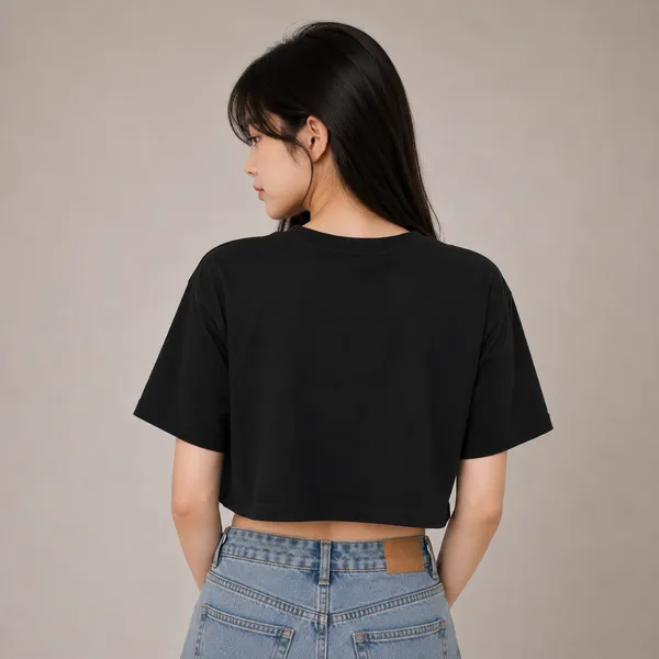 Black_Cotton_Lycra_Relaxed_Floral_Slogan_Graphic_Crop_Top_For_Women