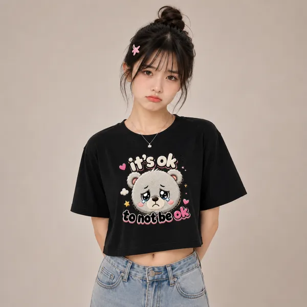 Black_Cotton_Lycra_it's_ok_to_not_be_ok_grey_Graphic_Crop_Top_For_Women