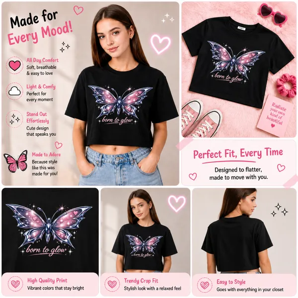 Born_To_Glow_Crop_Top_|_Cute_Butterfly_Graphic_Streetwear_Tee
