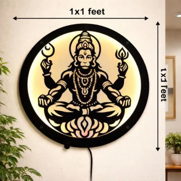 Dhyan_Hanuman_Chalisa_Mantra_with_LED_Wall_Hanging_(12_inch_X_12_inch,_Black)
