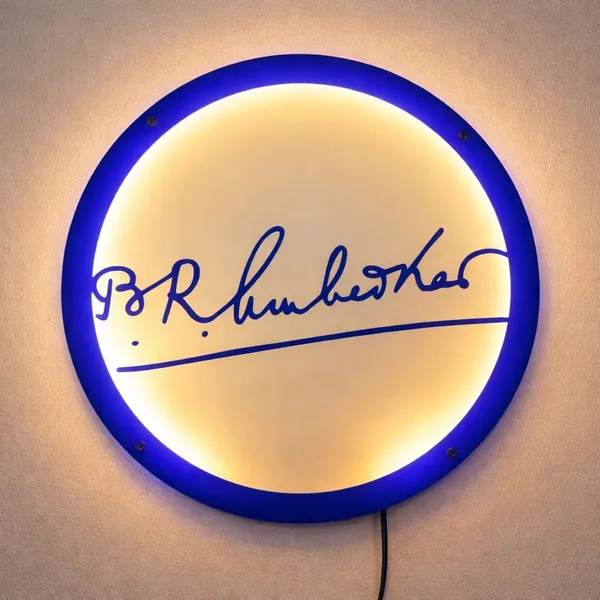 Dr_BR_Ambedkar_Signature_LED_Wall_Haging_Premium_Blue_Round_Warm_White_(12_inch_X_12_inch,_Blue)