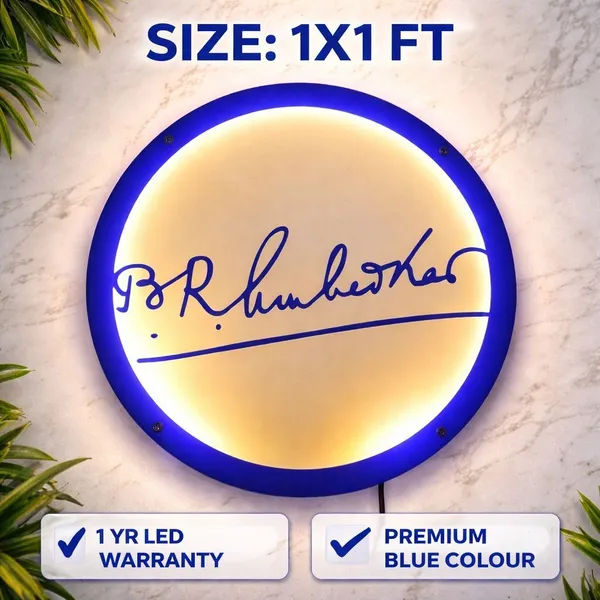 Dr_BR_Ambedkar_Signature_LED_Wall_Haging_Premium_Blue_Round_Warm_White_(12_inch_X_12_inch,_Blue)