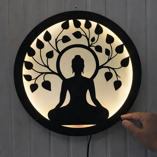 Gautam_Buddha_Mantra_with_LED_Wall_Hanging_(12_inch_X_12_inch,_Black)